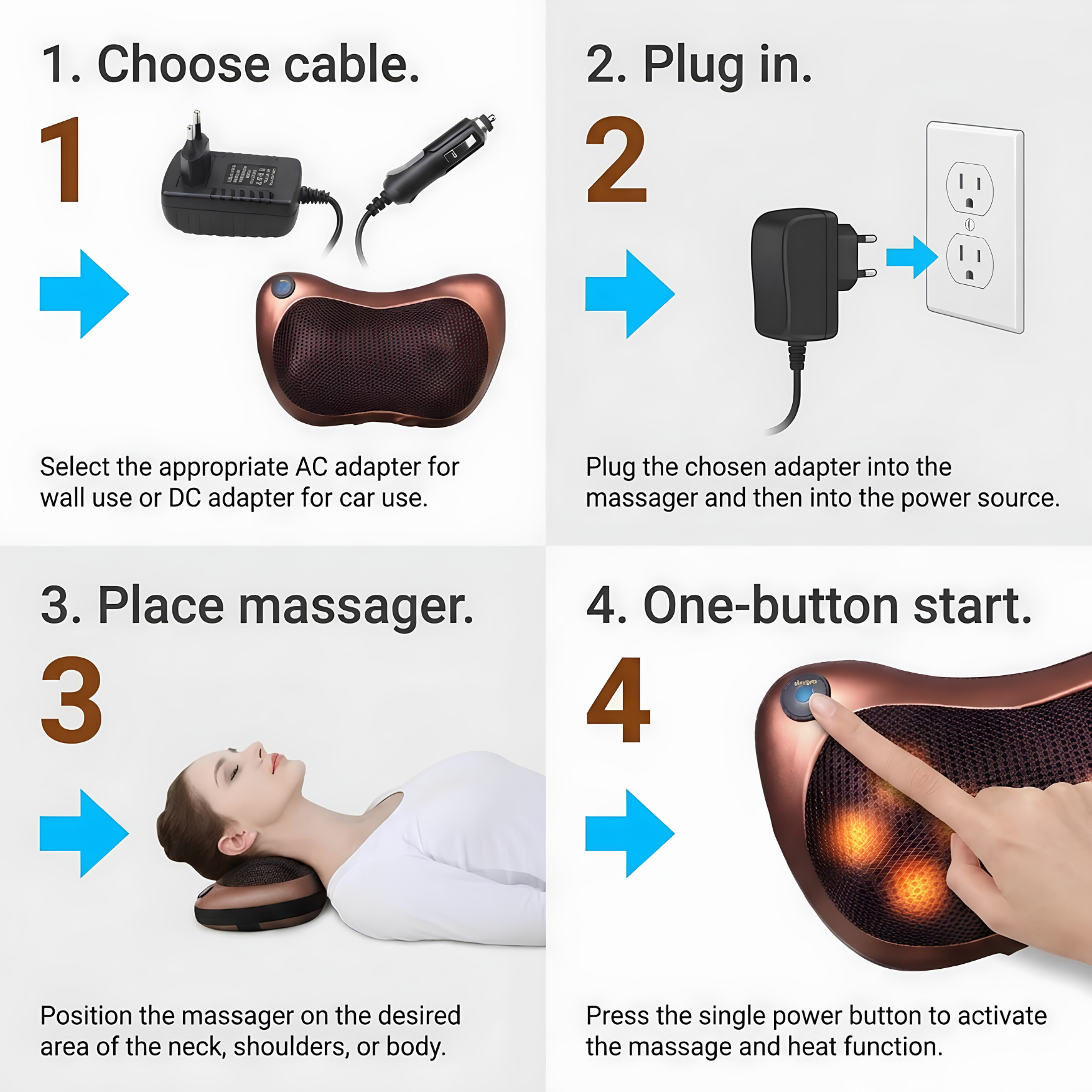 EKOLF 8028 Massage Pillow | Deep Kneading Neck & Back Massager with Infrared Heat for Home & Car