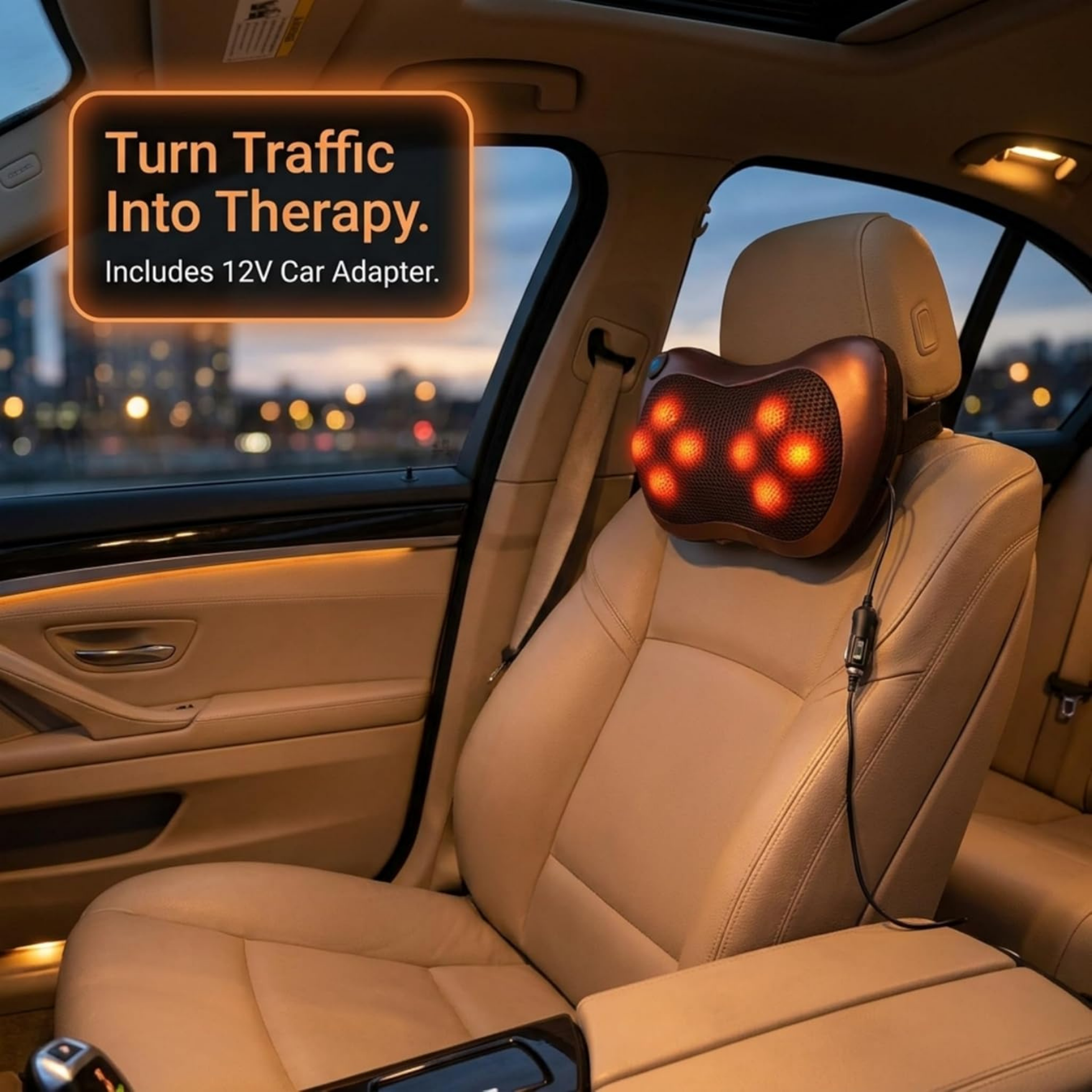 EKOLF 8028 Massage Pillow | Deep Kneading Neck & Back Massager with Infrared Heat for Home & Car