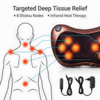 EKOLF 8028 Massage Pillow | Deep Kneading Neck & Back Massager with Infrared Heat for Home & Car