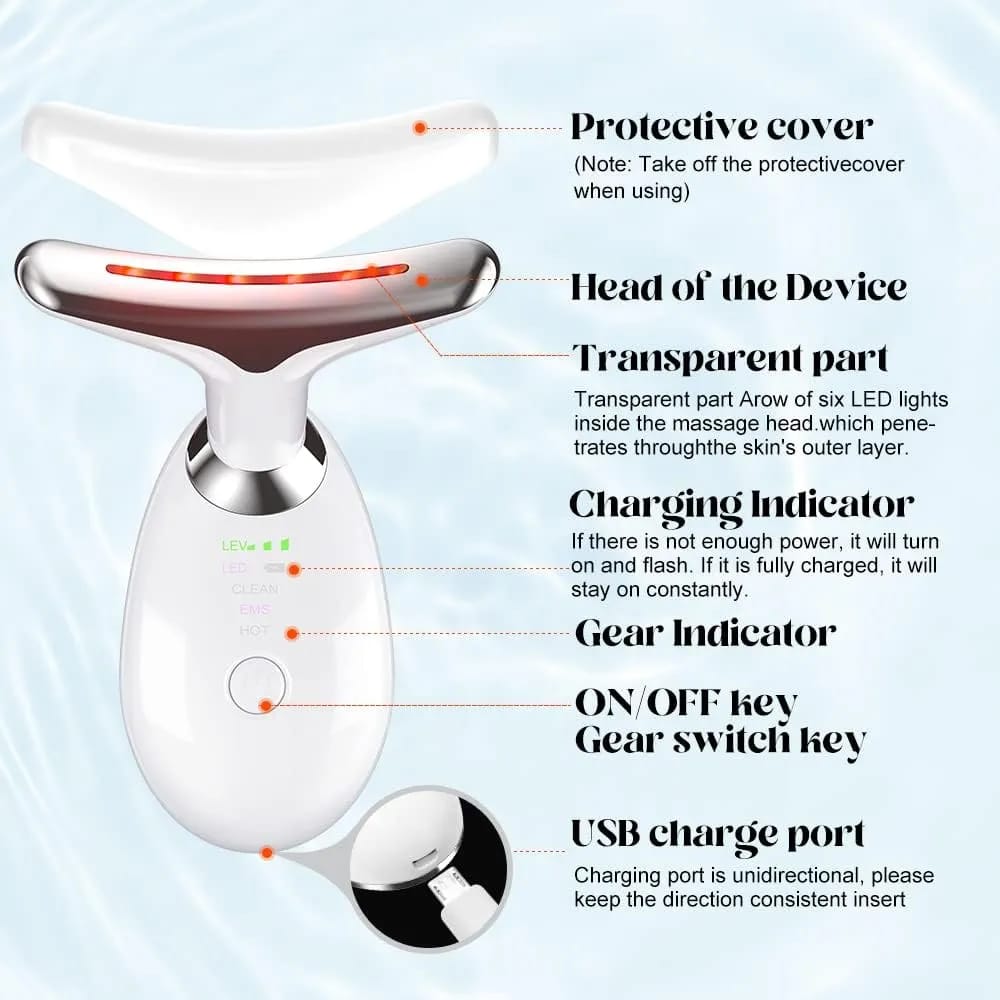 EKOLF LED Face & Neck Massager | Anti-Aging Skin Tightening & Lifting Device